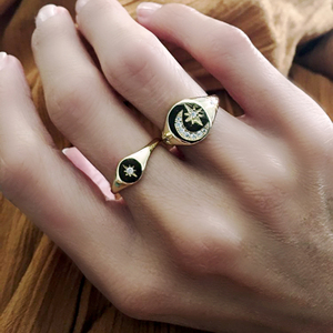 Gold Plated 2023 Christmas New Arrived Stock Jewelry Engraved Cz <strong>Moon</strong> Star Fashion <strong>Ring</strong> for Women - Product Image 3