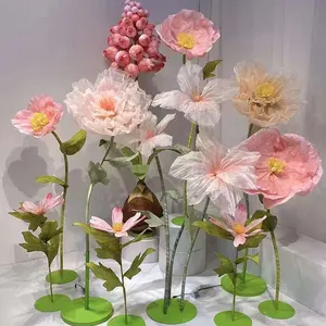 I83 Electric Giant Flower Decoration Big Paper Flowers Stand With Light