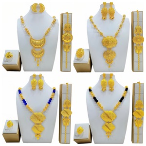 Wholesale Alloy Gold Plated Middle East <strong>Wedding</strong> Bridal <strong>Necklace</strong> Bracelet Earring <strong>Ring</strong> 4 PCS Jewelry Set Beaded <strong>Necklace</strong> - Product Image 5