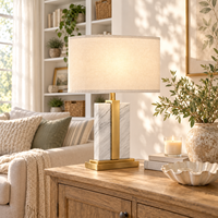 Lampe de table en marbre naturel haut de gamme, lampe de bureau décorative d'intérieur, couleur personnalisée pour villa, hôtel, hall, éclairage intérieur