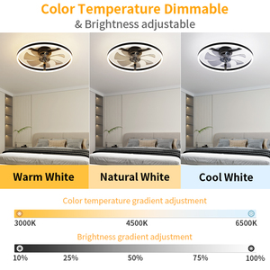 Ventilador de techo negro minimalista con luz LED y 3 temperaturas de color para el hogar, la oficina y la sala de estar. - Product Image 3