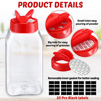 Bocaux à épices en plastique de 16 oz avec couvercle, bouteille en plastique de 1000 ml avec couvercles doseurs, grand récipient de stockage de poudre avec couvercles doseurs pour le sel