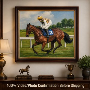 Peinture à l'huile personnalisée peinte à la main, chevaux <span class=keywords><strong>de</strong></span> course, jockey, art équestre, <span class=keywords><strong>toile</strong></span> murale pour la décoration <span class=keywords><strong>de</strong></span> la maison ou du bureau, vente en gros - Product Image 3