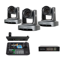 3 piezas UVS20A al por mayor, cámara PTZ NDI 4K, controlador de teclado 4D con joystick, interruptor PoE de 8 puertos, sistema de videoconferencia y transmisión en vivo