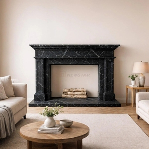 Chimenea Portátil Ajustable de Mármol Negro Arabescato Orobico Contemporáneo para Hotel, Apartamento, Sala de Estar - Product Image 2