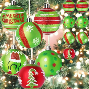 Boule de Noël artisanale de haute qualité, incassable, à paillettes, taille moyenne, à suspendre pour la décoration de l'arbre de Noël - Product Image 2
