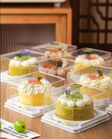 Boîte à dessert transparente de 4 pouces, emballage en plastique transparent, petit contenant pour gâteau roulé, lasagne, mousse