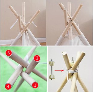 Tente <span class=keywords><strong>tipi</strong></span> pour enfants avec étui de transport, tente de jeu <span class=keywords><strong>tipi</strong></span> en toile naturelle, jouets pour filles/garçons jouets d'intérieur et d'extérieur pour enfants en gros - Product Image 4