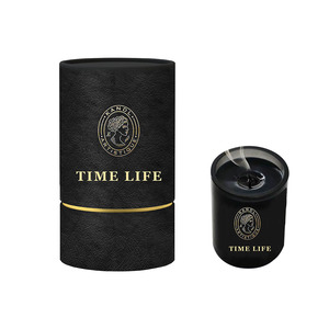 Customized Rigid Cardboard Gift Paper Packaging Black Round Tube Cylinder Candle Boxes