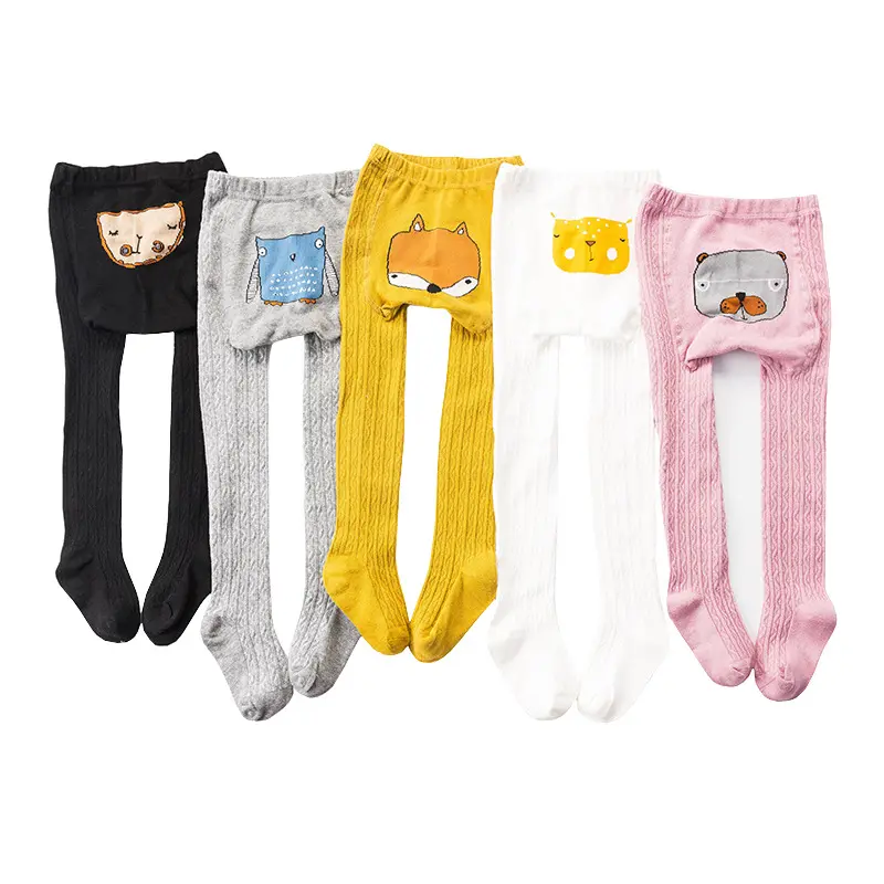 Wholesale Good Quality Baby Tights Trousers Cotton Knit Cute Animals Cartoon Pantyhose Kids