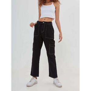 Pantalon Cargo Long pour femmes, poches Vintage, taille haute, Streetwear, Baggy décontracté, fabricant OEM - Product Image 6