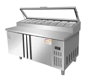 Commercial Kitchen pizza preparation table Air Cooling Refrigerating Salad Pizza Cabinet