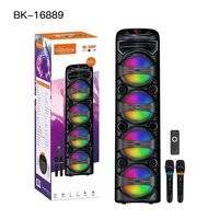 Speaker Pesta Nirkabel Vertikal 4-Driver dengan Lampu RGB Gradien Seluruh Permukaan, Speaker Panggung Profesional Berdaya Tinggi