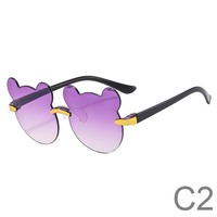 Nuevas gafas de sol redondas sin montura con orejas de oso bonitas a la moda para niños de alta calidad se pueden personalizar al por mayor