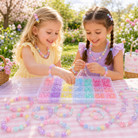 Kit de Fabricación de Pulseras con Cuentas Acrílicas, Cuentas Coloridas Transparentes en Forma de Corazón, Estrella y Flor, Kit de Manualidades para Niñas