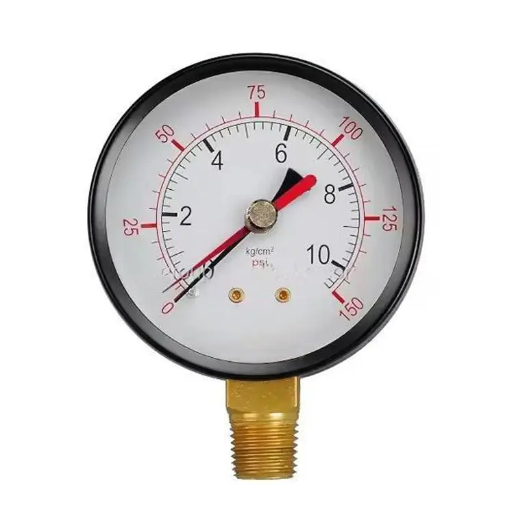 Black Indicating Red Drag Pointer Limit Needle Mechanical Dry Pressure Gauge with Max Pointer-Maximum Indicator