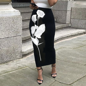 Women's Casual Summer Skinny <strong>Wrap</strong> <strong>Skirts</strong> with Digital Print and Floral Design - Product Image 1