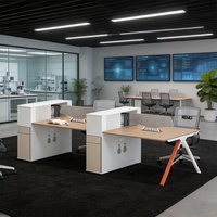 Poste de travail modulaire pour bureau à 120 degrés, pour 4 à 8 personnes |   Bureau d'angle avec cloison de séparation |   Poste de travail à structure en acier