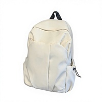 Sac à dos en nylon imperméable uni, simple, transfrontalier, avec sangle à coussin d'air, personnalisable, grande capacité, unisexe, portable, pour étudiants