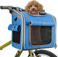 Panier de vélo pour chien en polyester avec fermeture à ceinture, design extensible, 4 portes ouvertes et 4 fenêtres en maille pour petits chiens et chats