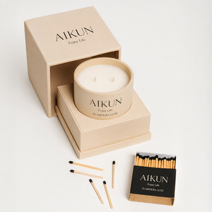 AIKUN Burgundy Matte Jar Luxury Gift Box Single <b>Wick</b> Soy Wax Fragrant Scented <b>Candle</b> for Holiday Decor Boutique Hotel - Product Image 3