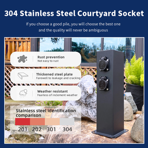 Poste <span class=keywords><strong>avec</strong></span> vue sur le jardin <span class=keywords><strong>avec</strong></span> <span class=keywords><strong>prise</strong></span> électrique <span class=keywords><strong>prise</strong></span> de camping colonne prises pilier <span class=keywords><strong>prise</strong></span> extérieure en acier inoxydable - Product Image 4