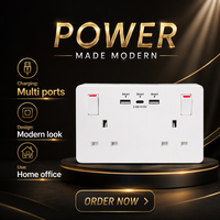 Prise murale multiprise Leishen SP-9625 13A avec 2 prises CA, 2 ports USB-A, 1 port USB-C, double interrupteur