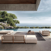 Ensemble de canapés de jardin modulaires en teck massif, table basse imperméable, meubles modernes durables et écologiques pour appartements