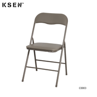 Chaise pliante en métal noir pour l'extérieur, le jardin, le camping, le restaurant, mobilier industriel en gros KC-C0003