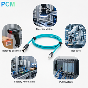 Câble <span class=keywords><strong>Ethernet</strong></span> industriel M12 D Code 4 broches mâle vers RJ45 CAT6A haute flexibilité Profinet EtherCAT pour vision industrielle Cognex Keyence SICK - Product Image 3