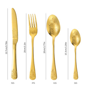 Ensemble <span class=keywords><strong>de</strong></span> couverts <span class=keywords><strong>de</strong></span> luxe Royal 24 pièces en acier inoxydable 410, couverts vintage dorés pour mariage avec boîte - Product Image 2