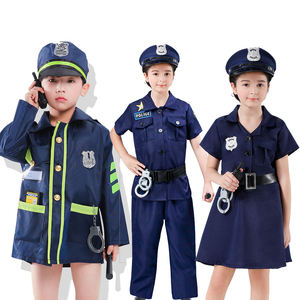 زي ضابط شرطة كبير للأطفال هالوين بدلة مسرح تنكرية للفتيات الشرطة العسكرية فستان فاخر أعلى سترة مكونات - Product Image 3