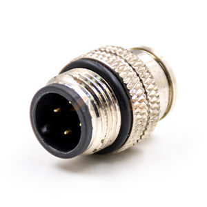 Connecteur mâle M12 blindé 4 pôles à code A, moulé, à sertir, pour câblage de capteur industriel anti-EMI - Product Image 1