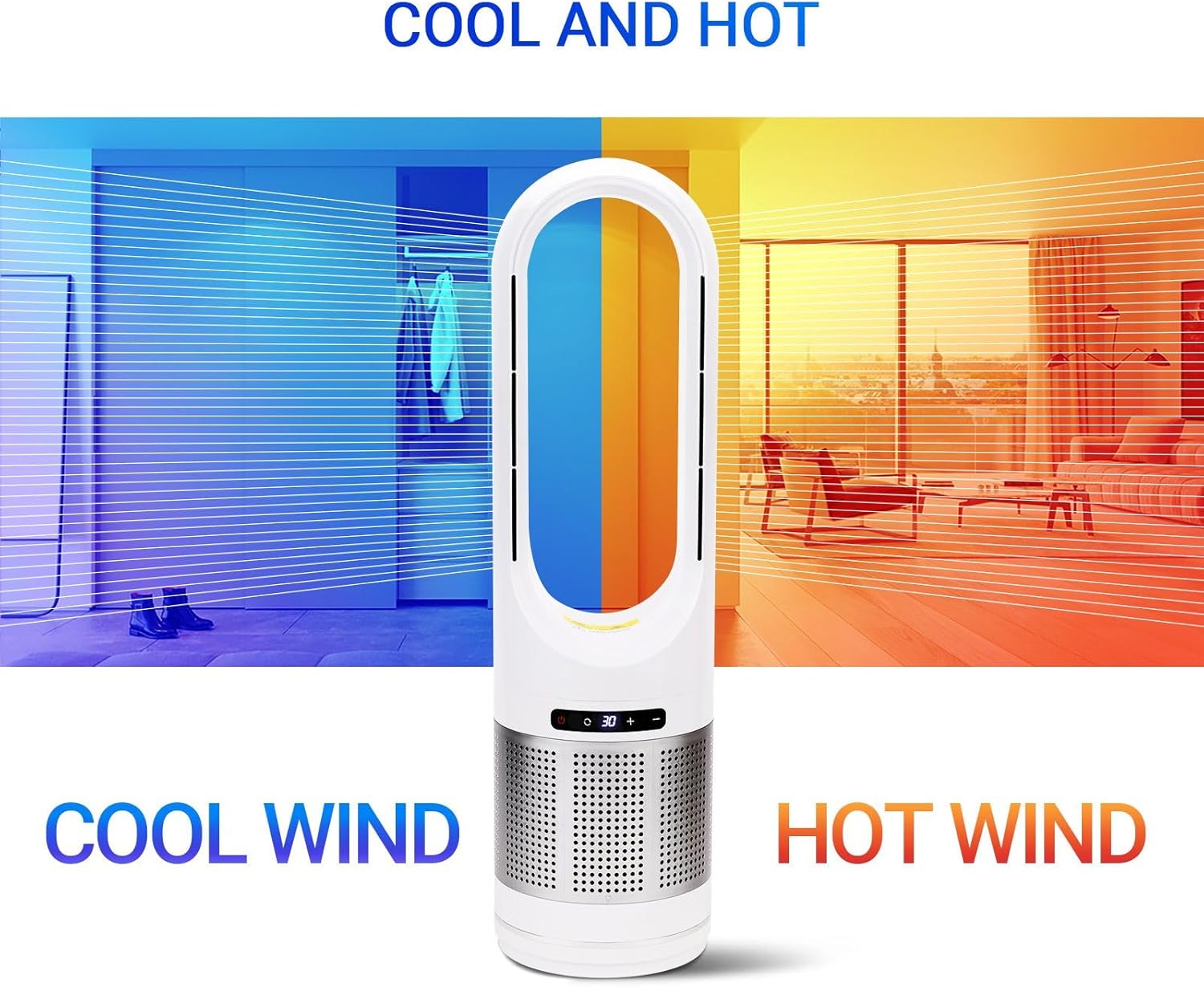 Ihomey AM-046JR LED Hot and Cold Bladeless Fan with H13 HEPA