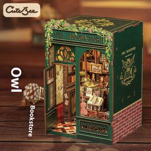 Cutebee nouveau Cutebee petit cadre serre-livres ensemble fait à la main en bois plastique Miniature bricolage cabine <span class=keywords><strong>maison</strong></span> de poupée 3D Technique <span class=keywords><strong>maison</strong></span> de poupée pour enfants - Product Image 2
