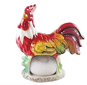 Rooster Scrubby Holder Ceramic Country Red Yellow White Green