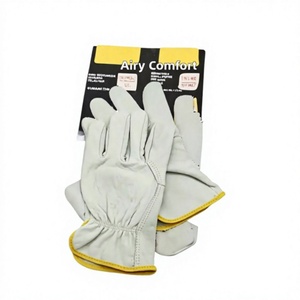 Gants de travail en cuir, lisses, résistants à l'abrasion, antidérapants, avec poignets froncés, gants de sécurité polyvalents - Product Image 3