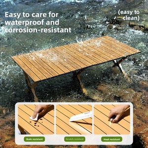 <span class=keywords><strong>Table</strong></span> de <span class=keywords><strong>camping</strong></span> pliante en acier au carbone et alliage d'aluminium avec chaise, portable, 120x60cm, ensemble complet - Product Image 2