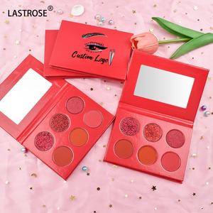 Nuevo diseño Navidad sombra de ojos al por mayor Etiqueta Privada rojo 6 colores paleta de sombras de ojos maquillaje brillo sombra de ojos - Product Image 1