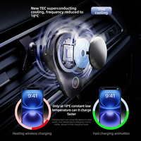 Chargeur de voiture sans fil magnétique 15W |   Refroidissement TEC Flexible |   360 °   Rotule universelle |   Support de ventilation rotatif à un bouton T16