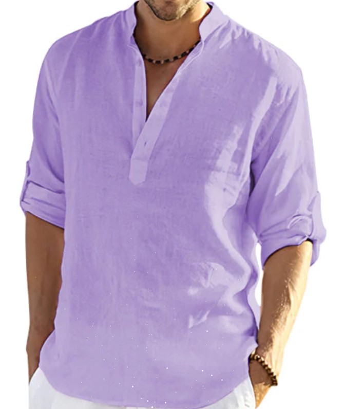 Lavender Weave-Textured V-Neck Shirt