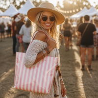 Sac fourre-tout en PVC rayé personnalisé pour femme, sac de plage transparent imperméable avec monogramme, sac à bandoulière pour femme