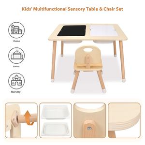 Ensemble de chaises de table sensorielles en <span class=keywords><strong>bois</strong></span> multifonctionnel pour l'interaction parent-enfant Éducation précoce Formation au sable Meubles pour enfants - Product Image 3