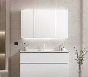 Mueble de baño con lavabo integrado de cerámica moderna, armario con espejo inteligente de madera maciza, juego de mesa de lavado para baño y baño - Product Image 5