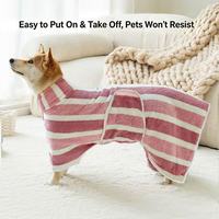 Peignoir de séchage pour chien en microfibre rayée, super absorbant, serviette de bain pour chien, peignoir de bain à séchage rapide pour animaux de compagnie après la douche