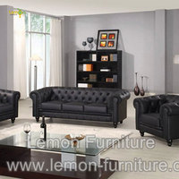 Canapé Chesterfield vintage de luxe au design occidental, trois places, ensemble de canapés en cuir pour café, restaurant, bureau, hôtel