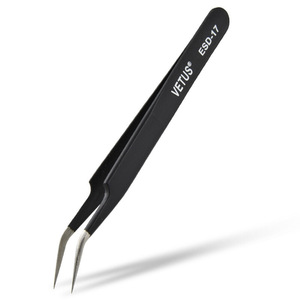 Vetus Tweezers ESD-17 Antistatic Pointed Stainless Steel <b>Precision</b> Clamping <b>Tool</b> - Product Image 1