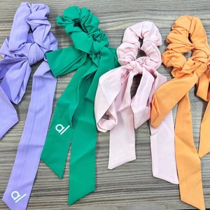 Novedad, Scrunchies de <span class=keywords><strong>Yoga</strong></span> AL con Logotipo Personalizado y Cinta para Mujer, Lazos para el Cabello de Tela de Chifón Suave, Bandas Elásticas para el Cabello, Venta al por Mayor - Product Image 5