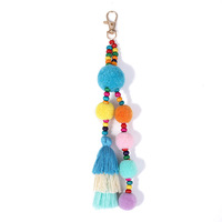 Pendentifs décoratifs pour portefeuille en perles de bois, fermoirs pivotants, pendentifs porte-clés boule en peluche, pendentifs décoratifs pour sacs à main et portefeuilles avec pompon