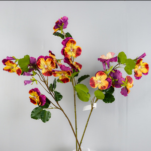 Stelo di fiore di pansé artificiale, fiori finti di <span class=keywords><strong>viola</strong></span> con fogliame per decorazioni primaverili, vasi, casa e matrimoni - Product Image 1